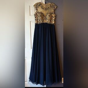Navy and Gold Formal Dress